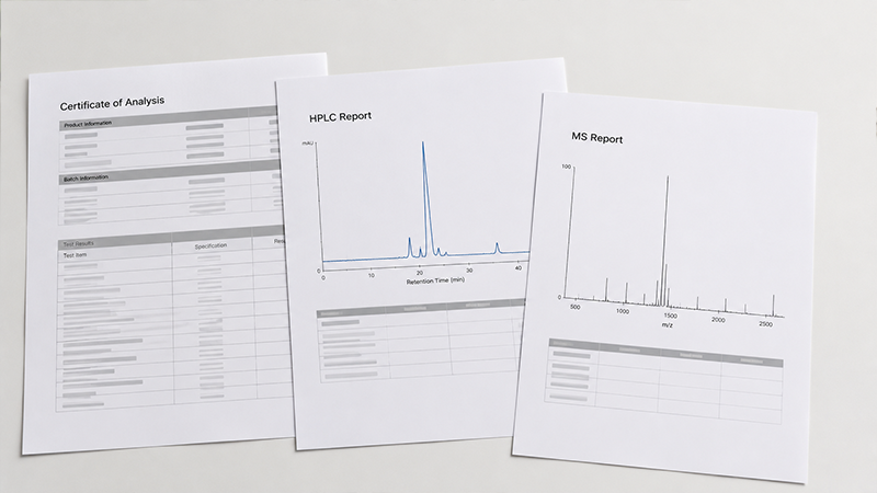 Peptide Supplier Documentation COA HPLC MS