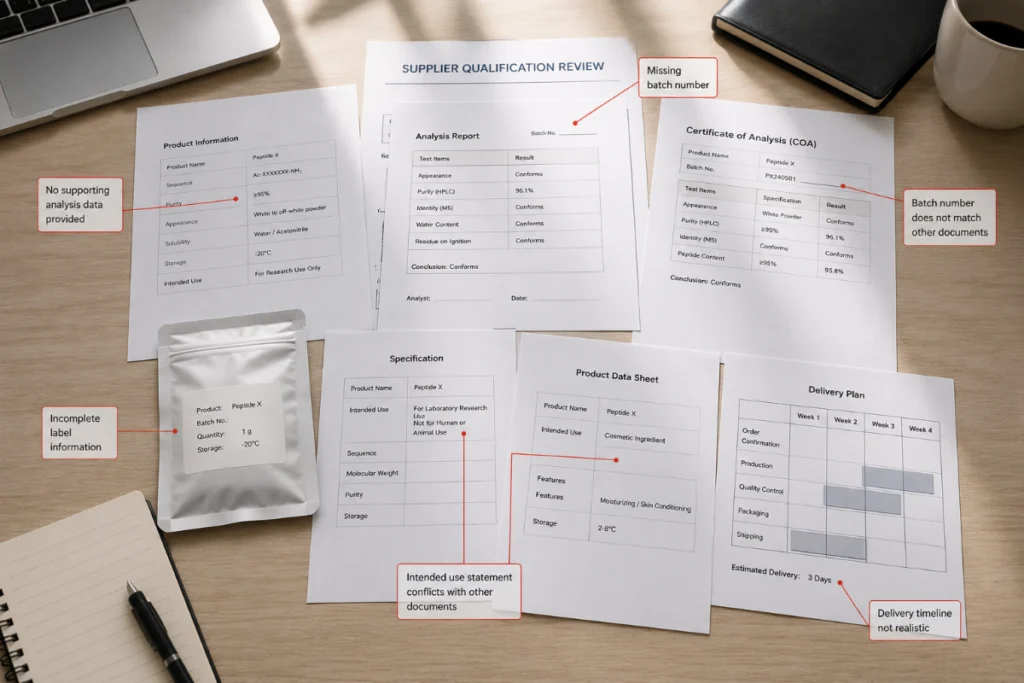Peptide Supplier Qualification Red Flags